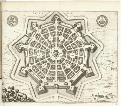 RECORD DATE NOT STATED  Map of Palmanova, 1726, 1726 print Map of the fort... Stock Photos