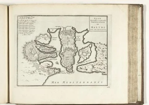 RECORD DATE NOT STATED  Map of Valletta, 1726, 1726 print Map of the reinf... Stock Photos