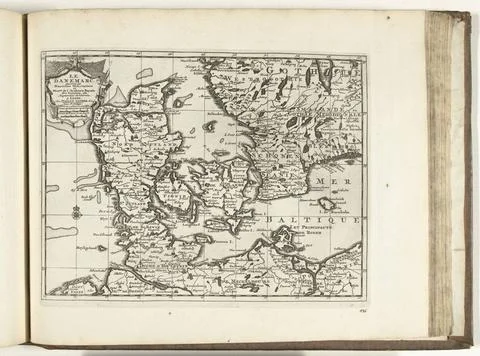 RECORD DATE NOT STATED  Map of Denmark, 1726, 1726 print Map of Denmark. P... Stock Photos