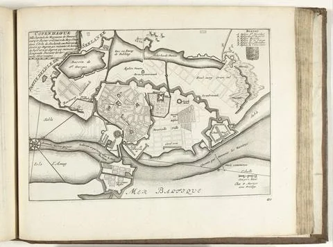 RECORD DATE NOT STATED  Map of Copenhagen, 1726, 1726 print Map of the rei... Stock Photos