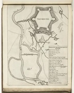 RECORD DATE NOT STATED  Map of Neuhäusel, 1726, 1726 print Map of the rein.. Fotos Stock