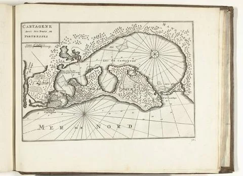 RECORD DATE NOT STATED  Map of Cartagena in Colombia, 1726, 1726 print Map... Stock Photos