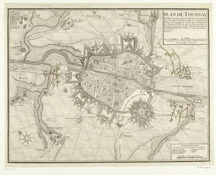 RECORD DATE NOT STATED  Map of Tournai, 1709, 1708 - 1709 print Map of Tou... Fotos Stock