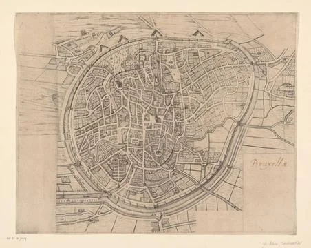 RECORD DATE NOT STATED  Map of Brussels, Anonymous, 1575 - 1650 print pape... Stock Photos