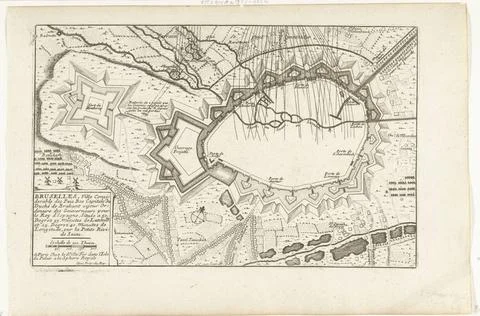 RECORD DATE NOT STATED  Map of the bombing of Brussels by the French (lowe... Stock Photos