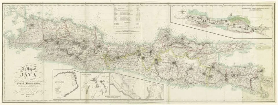 RECORD DATE NOT STATED  Map of Java with five extra cards, Thomas Stamford... Stock Photos