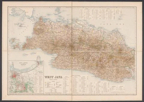 RECORD DATE NOT STATED  Map of West Java, Topographical Institution, 1905 ... Stock Photos