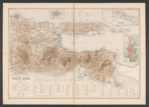 RECORD DATE NOT STATED  Map of East Java, Topographical Institution, 1906 ... Stock Photos