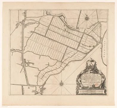 RECORD DATE NOT STATED  Map with the plots of the Starnmeerpolder, 1643, A... Fotos de archivo