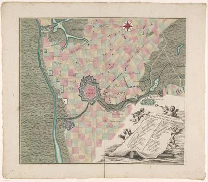 RECORD DATE NOT STATED  Map of the siege of Bergen op Zoom, 1747 (left par... Foto stock