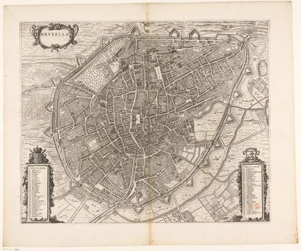 RECORD DATE NOT STATED  Map of Brussels, Anonymous, 1649 print Map of Brus... Stock Photos