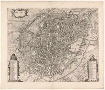 RECORD DATE NOT STATED  Map of Brussels, Anonymous, 1649 print Map of Brus... Stock Photos