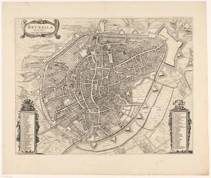 RECORD DATE NOT STATED  Map of Brussels, Anonymous, c. 1700 - 1728 print M... Stock Photos