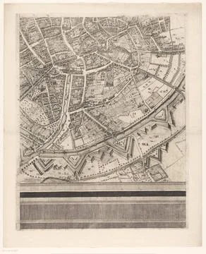 RECORD DATE NOT STATED  Map of Brussels (part in the middle), Anonymous, A... Stock Photos