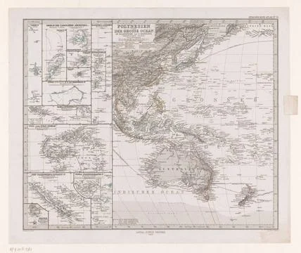 RECORD DATE NOT STATED  Map of Polynesia and the Pacific Ocean with Austra... Stock Photos