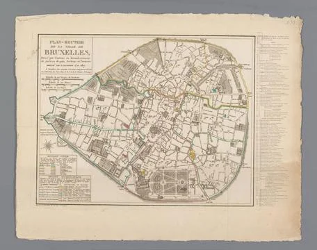 RECORD DATE NOT STATED  Map of Brussels, Anonymous, After G. Jacowick, 181... Stock Photos