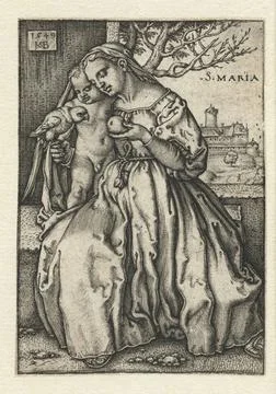 RECORD DATE NOT STATED  Maria with child and parrot and pear, Hans Sebald ... Stock Photos