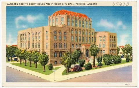RECORD DATE NOT STATED Maricopa County Court House and Phoenix City Hall, ... Stock Photos