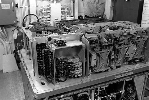 RECORD DATE NOT STATED The Mark 8 fire control computer in the aft main ba... Foto stock