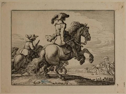 RECORD DATE NOT STATED  MARTSS, Jan. Cavalry fight (Bartsch 6) . Etching. ... Stock Photos