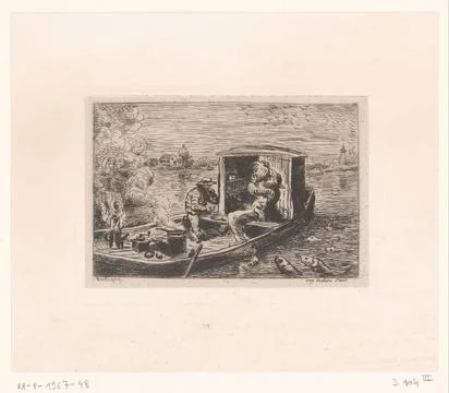 RECORD DATE NOT STATED  Meal on a sloop, Charles-Francois Daubigny, 1867 p... Stock Photos