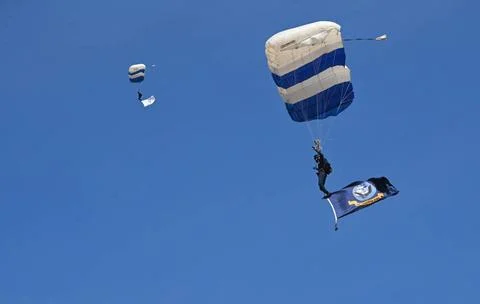 RECORD DATE NOT STATED A member of the Wings of Blue Parachute Team, displ... Foto stock