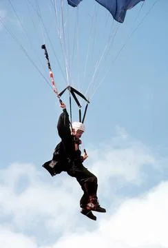 RECORD DATE NOT STATED A member of the 193rd Command Parachute Team displa... Stock Photos