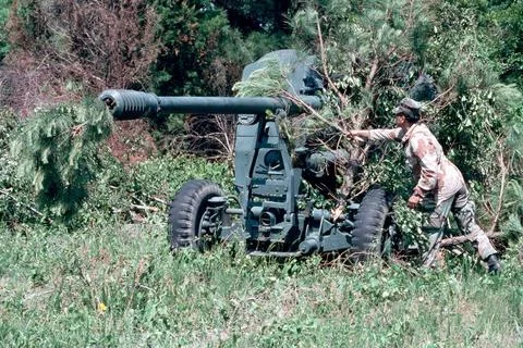 RECORD DATE NOT STATED A member of the Red Forces holding Atlantic Airfiel... Stock Photos