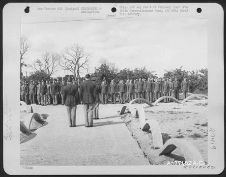 RECORD DATE NOT STATED Members Of The 390Th Bomb Group, Standing In Format... Stock Photos