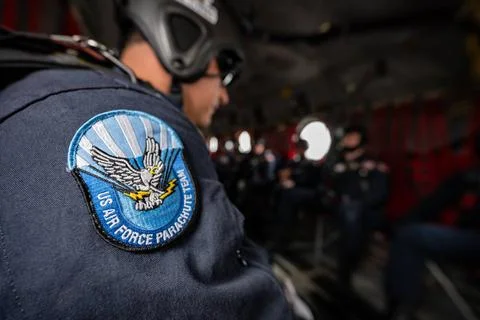 RECORD DATE NOT STATED  Members of the U.S. Air Force Parachute Team Wings... Stock Photos