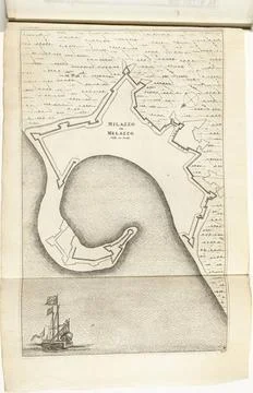 RECORD DATE NOT STATED  Milazzo map, ca. 1702, 1702 - 1703 print Map of th... Fotos Stock