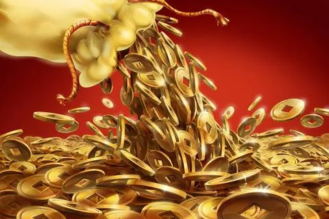 RECORD DATE NOT STATED Millions of Chinese traditional copper coins pourin... Stock Photos