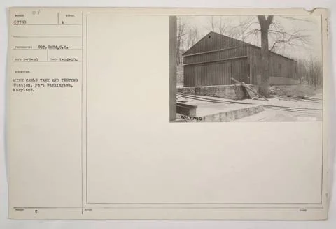 RECORD DATE NOT STATED  A mine cable tank and testing station at Fort Wash... Stock Photos