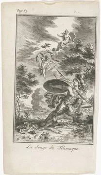 RECORD DATE NOT STATED  Minerva protects Telemachus against arrows of Amor... Stock Photos