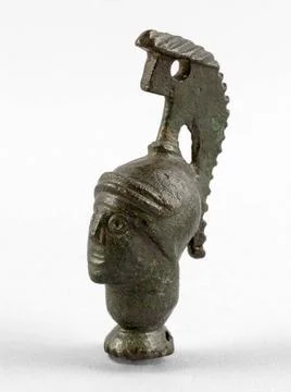 RECORD DATE NOT STATED  Minerva head. Copper alloy. Gallo-Roman time. Pari... 스톡 사진