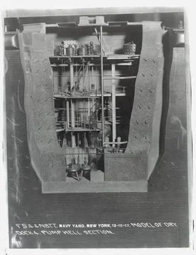 RECORD DATE NOT STATED  Model of Dry Dock 4, Pump Well Station. Glass Plat... Fotos de archivo