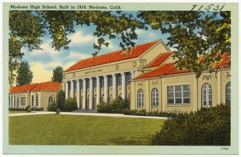 RECORD DATE NOT STATED Modesto High School, Built in 1918, Modesto, Calif.... Stock Photos
