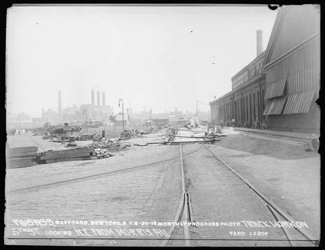RECORD DATE NOT STATED  Monthly Progress Photo, Track Work on 5th Street, ... Stock Photos