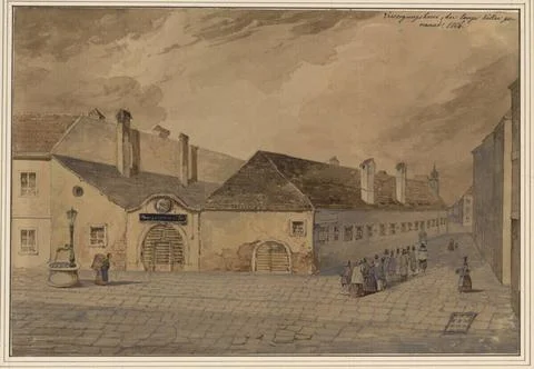 RECORD DATE NOT STATED  Moritz Leybold The long cellar. Care house 1856. W... Stock Photos