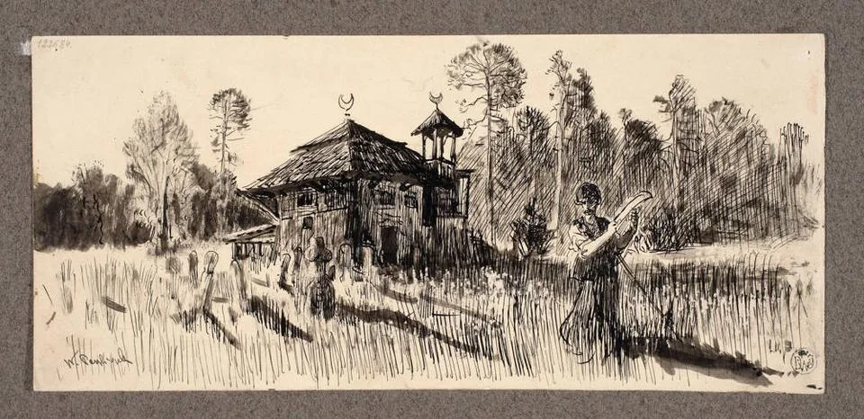 RECORD DATE NOT STATED  The Mosque and the Tatar cemetery, illustration to... Stock Photos