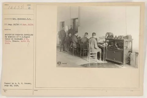 RECORD DATE NOT STATED  A multiplex printer being installed by members of ... Stock Photos