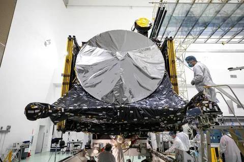 RECORD DATE NOT STATED  NASA s Psyche Solar Array Stowed for Launch. Team ... Stock Photos