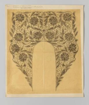 RECORD DATE NOT STATED  Needle side pattern for a U-shaped collar, Belgian... Stock Photos