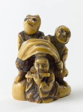 RECORD DATE NOT STATED  Netsuke. Dancer with dog mask. Japan. Ivory. Paris... Stock Photos