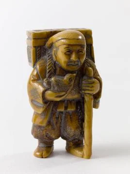 RECORD DATE NOT STATED  Netsuke. Bird nest in hand. Japan. Ivory. Paris, C... 스톡 사진