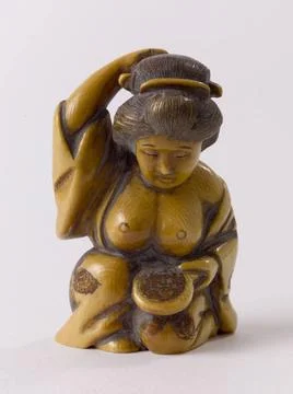 RECORD DATE NOT STATED  Netsuke. Mirror beauty. Japan. Ivory. Paris, Cernu... Stock Photos