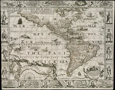 RECORD DATE NOT STATED A new, plaine, and exact map of America : described... 스톡 사진