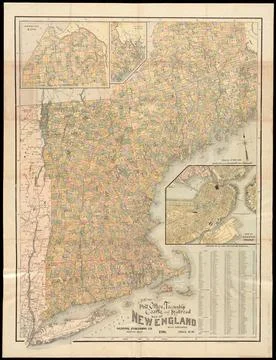 RECORD DATE NOT STATED New post office, township, county and railroad map ... Stock Photos