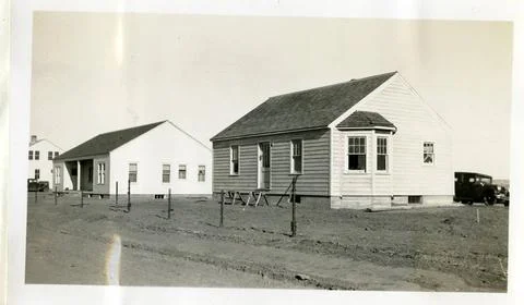 RECORD DATE NOT STATED New Cottage with Duplex at Left. 1900 - 1960. Centr... Stock Photos