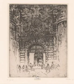 RECORD DATE NOT STATED  New hinge door, Toledo, Joseph Pennell, 1904 print... Stock Photos